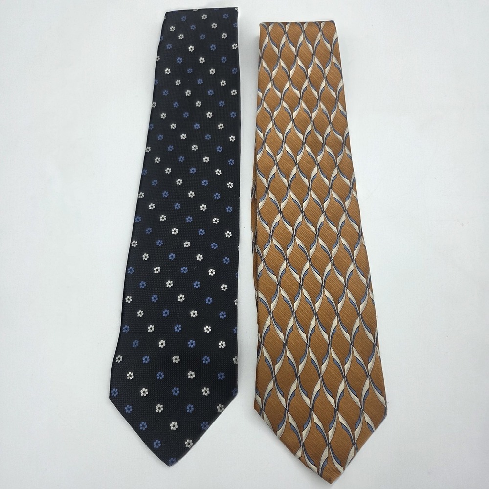 Lot of 2 JOS A BANK Dress Ties Men's Vintage Multicolor Designs Handmade Usa